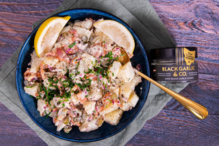 Potato Salad with Black Garlic and Bacon